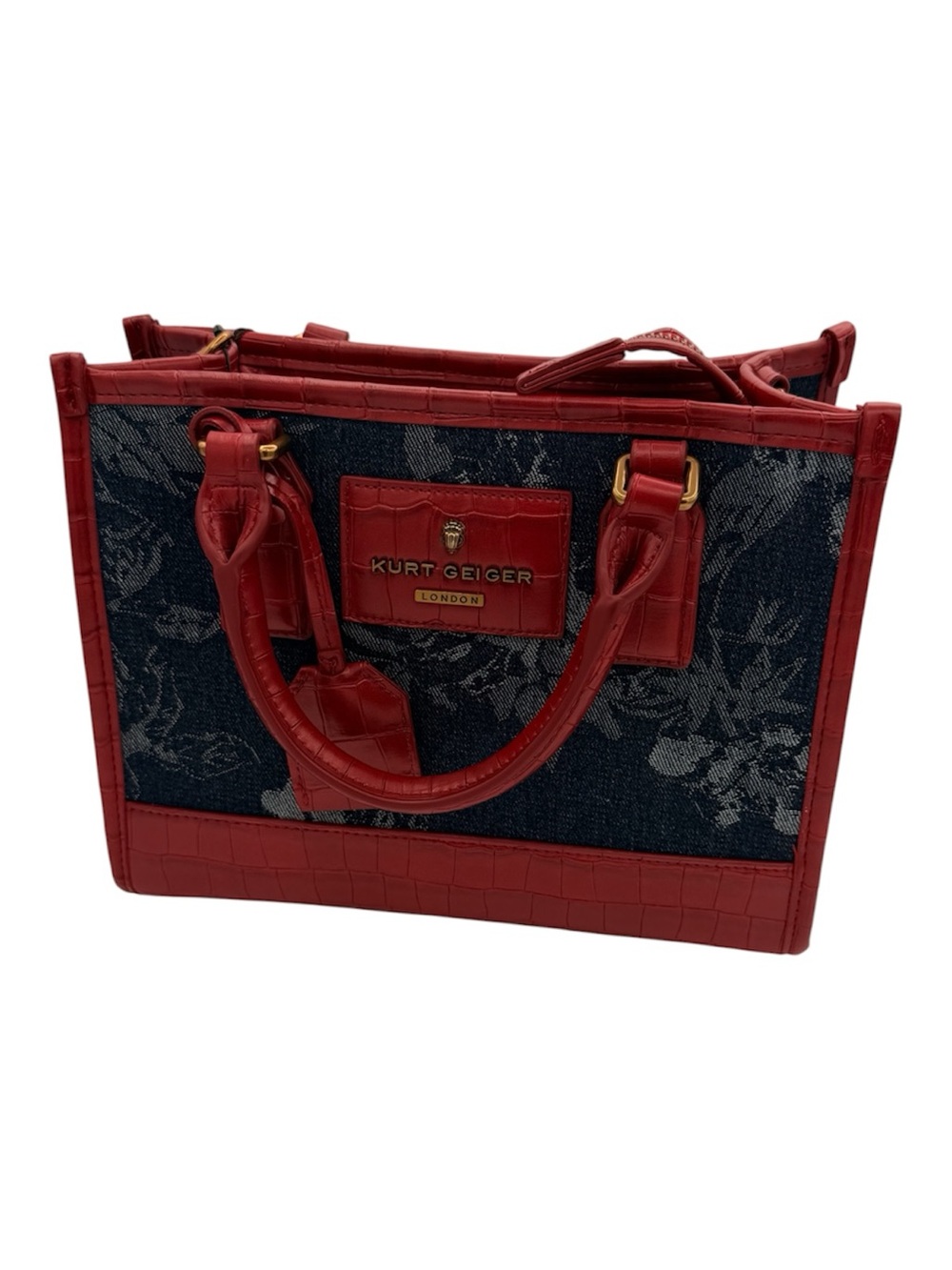 Kurt Geiger Small Chiswick Croc Embossed Denim Tote